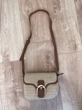 Sac bandoulière beige et marron