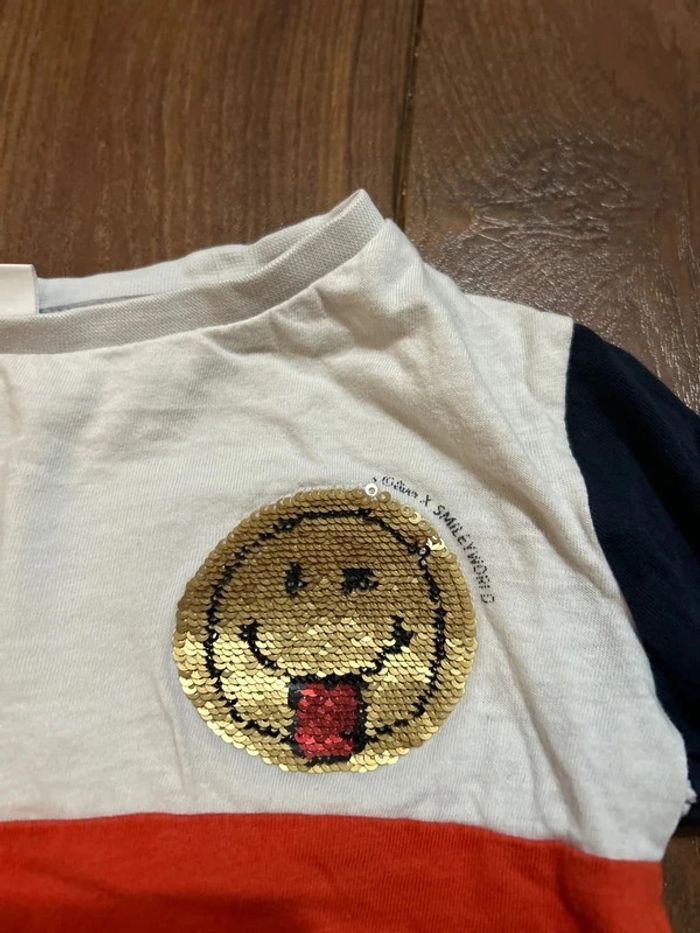 T-shirt à manches longues en coton motif smiley S.Oliver Taille 92-98 cm - photo numéro 2