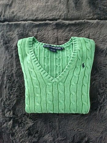 Pull torsadé Col V Ralph Lauren vert, S Femmes