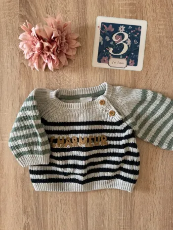 Pull rayé TAO 3 mois TBE