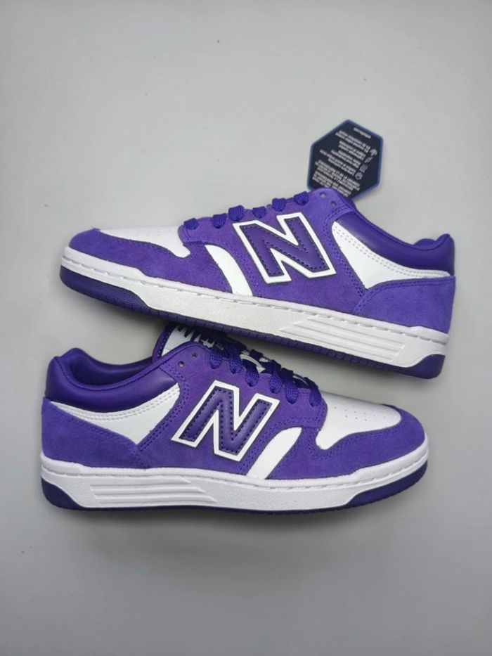 Baskets New Balance 480 violette blanche pointure 39 neuves avec boîte - photo numéro 3