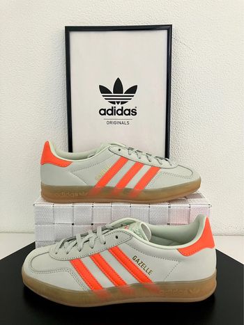 Adidas Originals Gazelle Indoor Linen Green / Solar Orange (38 &40)