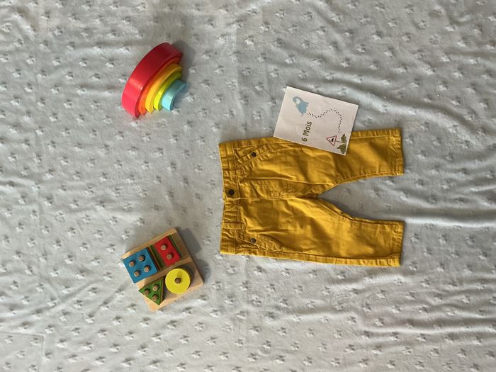 pantalon léger jaune obaibi 6 mois taille réglable - photo numéro 1