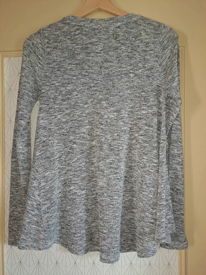 Joli pull tunique doux femme Fb Sister S gris moucheté évasé tbe - photo numéro 4