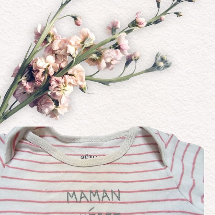 Body bébé fille manches longues rayé Rose/Blanc taille 9 mois - photo numéro 3