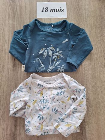 Lot 2 bodies petit beguin 18 mois neuf