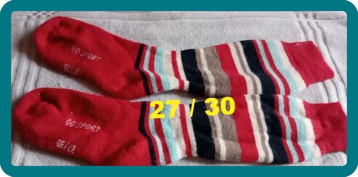 Chaussette de  ski  rouge multicolore Go Sport Pointure 27  / 30