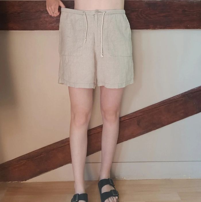 Short beige large en lin - photo numéro 4