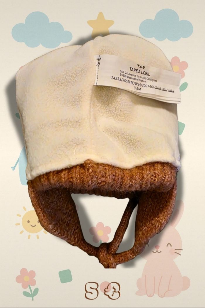 🧸 Bonnet bébé Tape à l’Œil 3-9 mois – rose poudré | hiver chaud | neuf avec étiquette 🎀 - photo numéro 2
