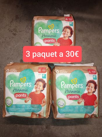 3 paquet de couche Pampers harmonie pants taille 6 a 30€