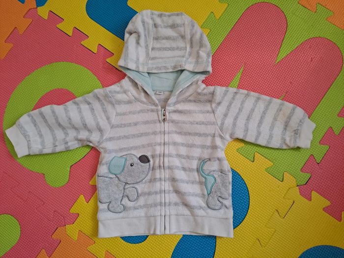 Ensemble veste jogging gris/blanc chien, taille 3 mois (62 cm) - photo numéro 2