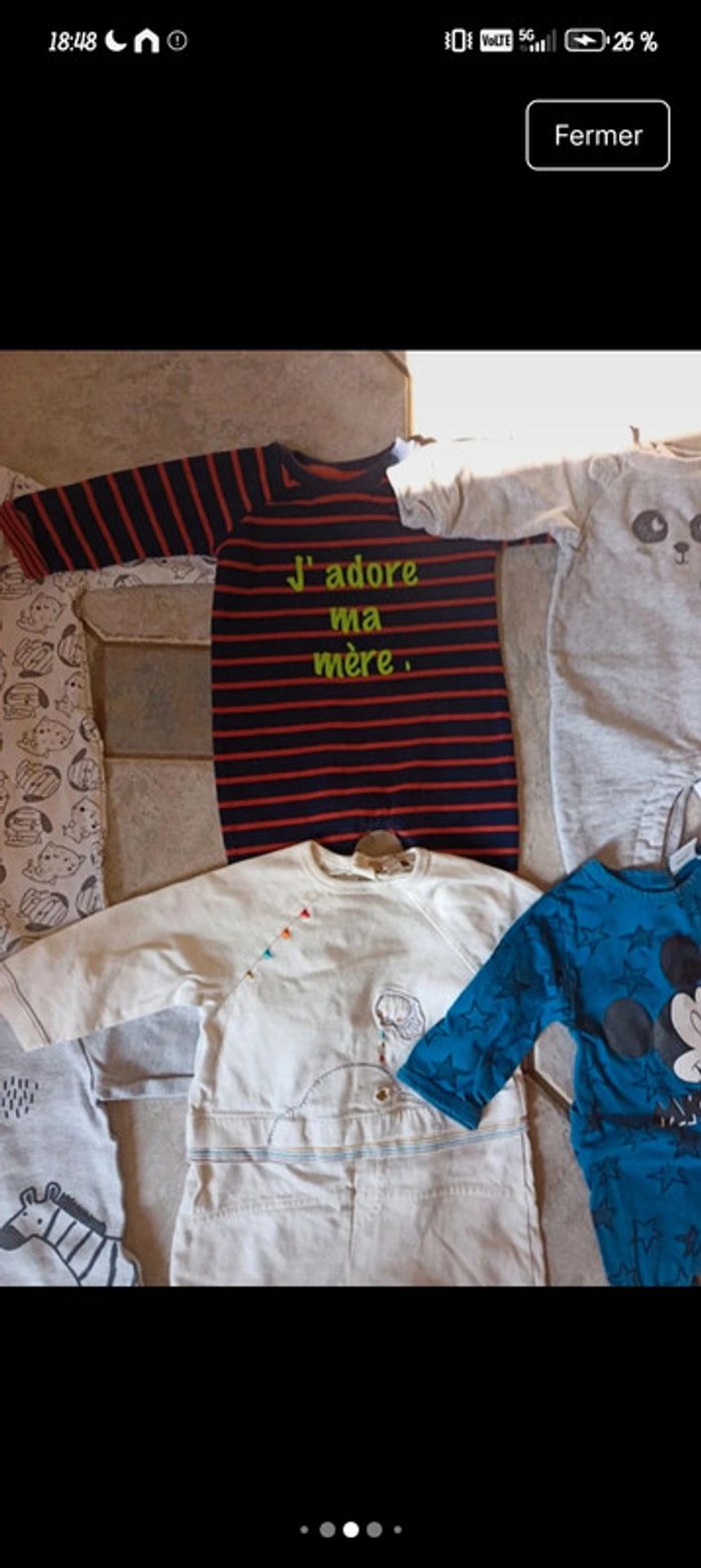 Lot 3 mois 62 cm pyjama grenouillère sans pied combinaison léger bébé - photo numéro 9