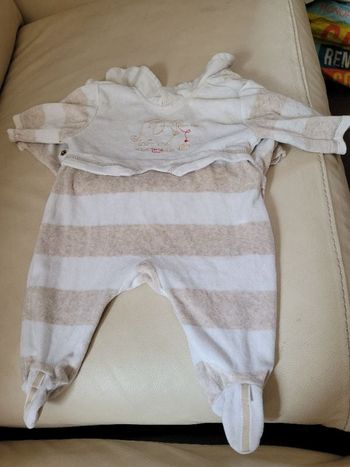 Pyjama velours 54/56 cm sucre d orge