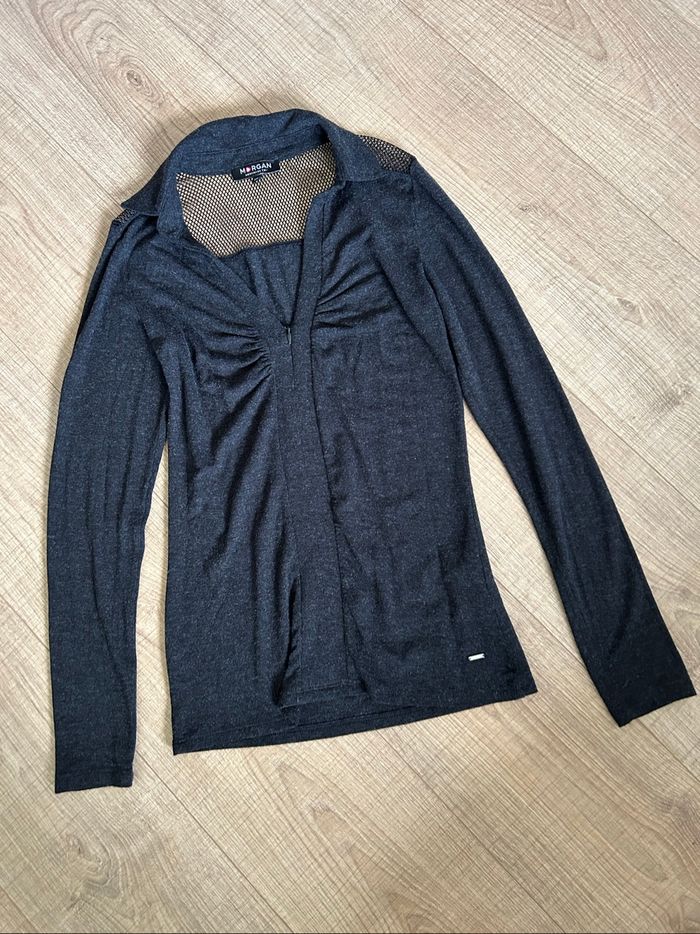 Pull gris foncé à manches longues Morgan taille XS TBE - photo numéro 7