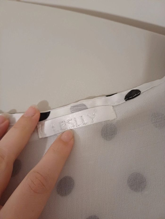 Tunique blanche à pois noirs Leslly taille L 40 - photo numéro 10