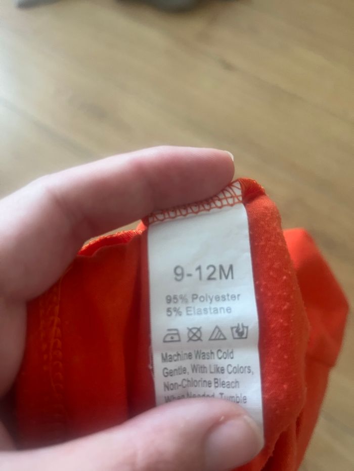 body bébé garçon motif tête de lion orange manches courtes 9 mois - photo numéro 4