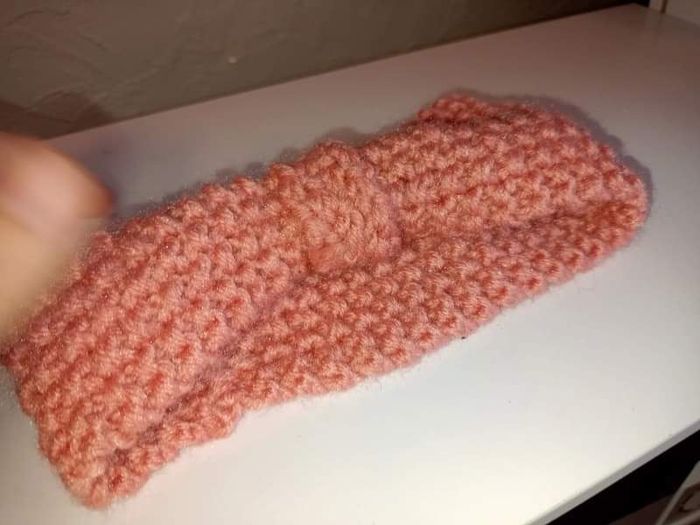 Bandeau laine rose neuf - photo numéro 2