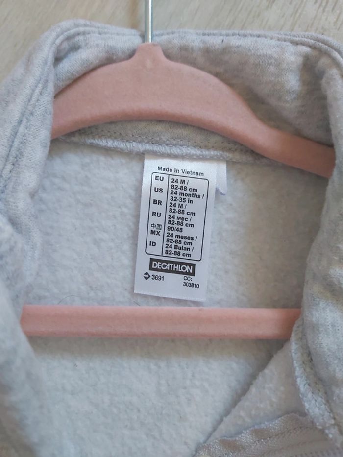 🦋 Veste Zippee Sweat gris - photo numéro 4