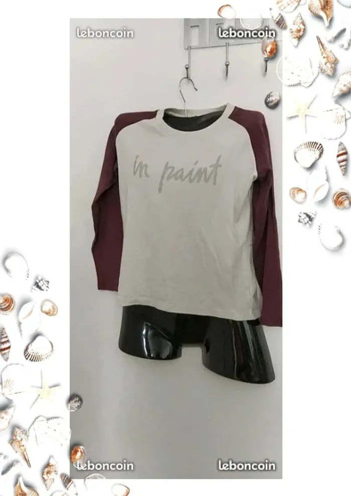 sweat col rond manche violette devant blanc taille L 40 U RIGHT - photo numéro 4