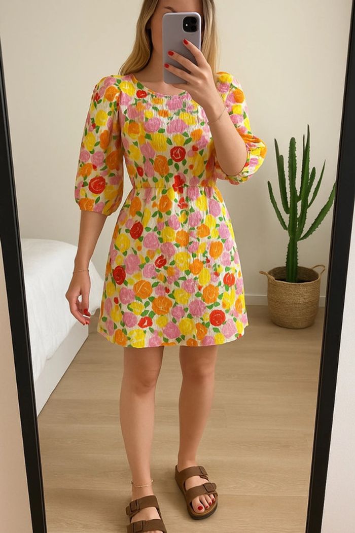 Robe d’été fleurie dos lacé Mango – taille L