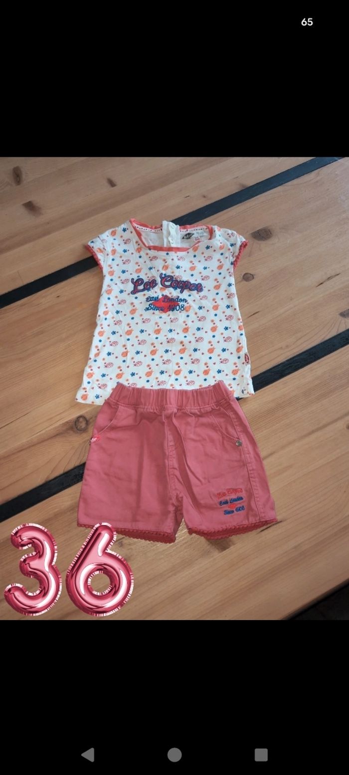 Ensemble tee-shirt/ short fille 36 mois