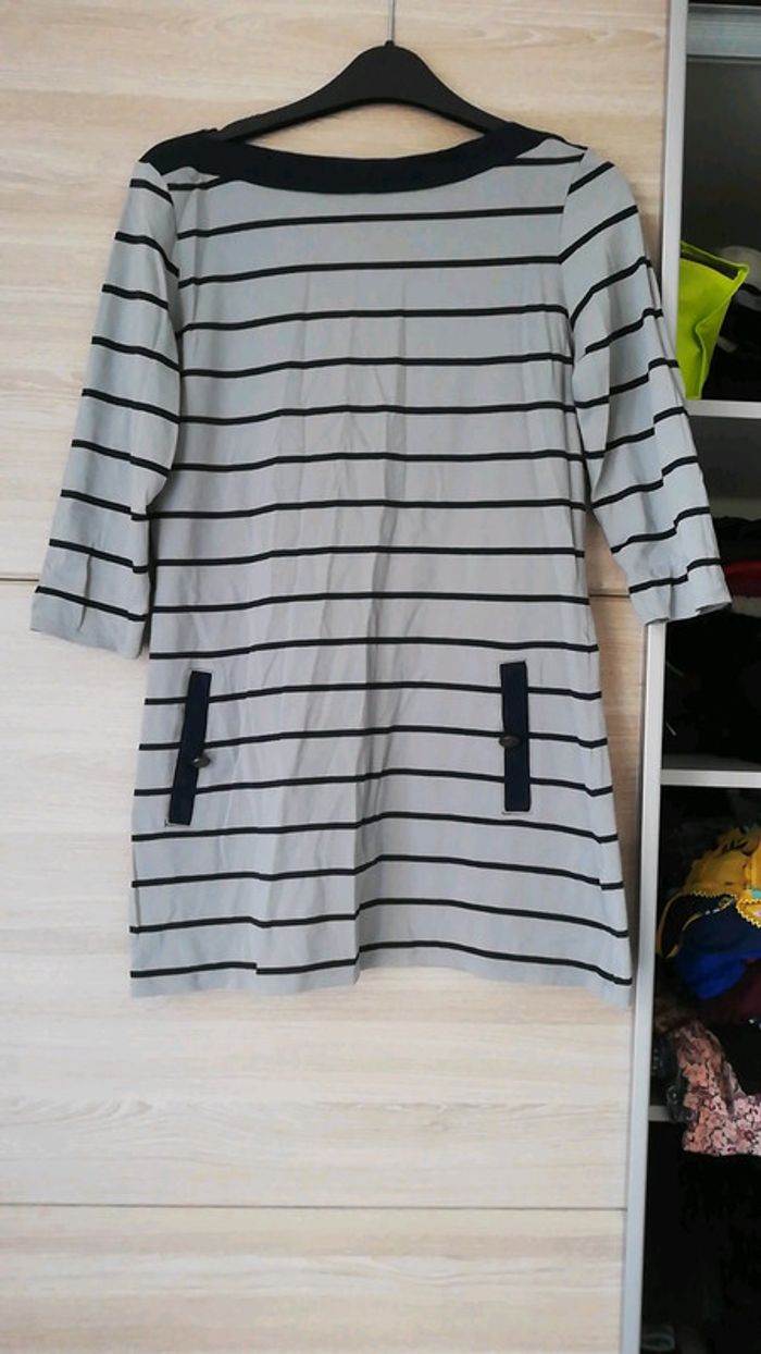 Tunique bleu rayure gris