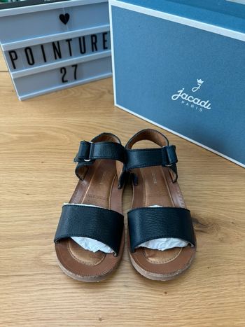 Sandales en cuir bleu marine à scratch - Pointure 27