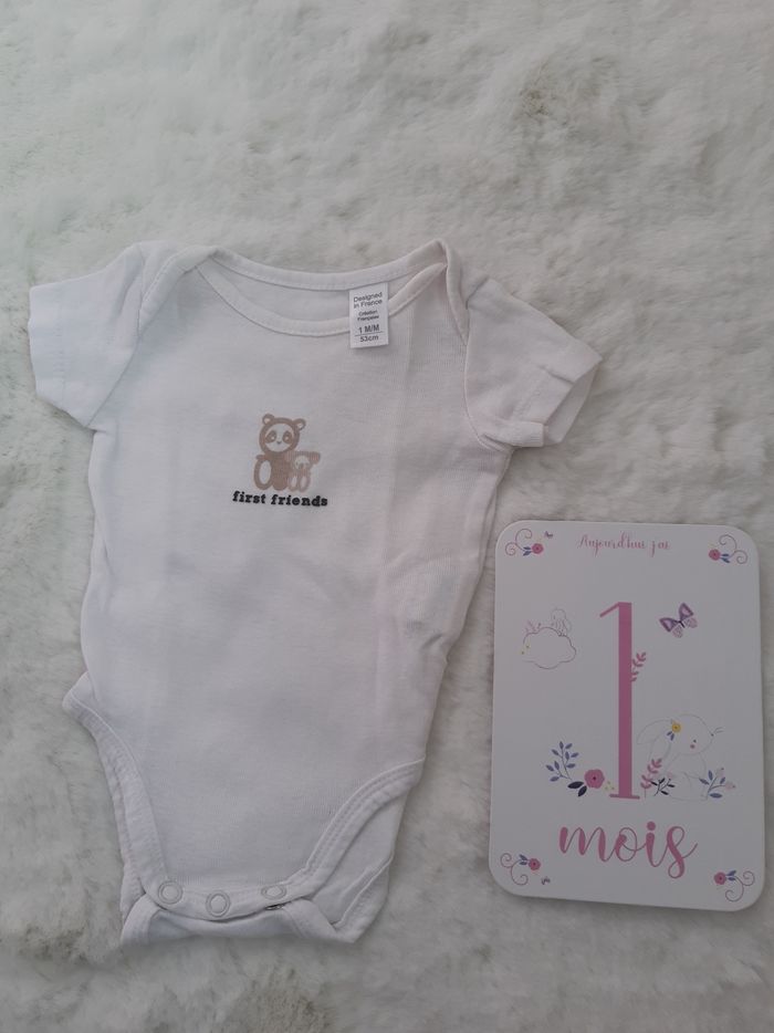 Lot de 2 bodies Obaibi manches courtes 1 mois mixte - photo numéro 5