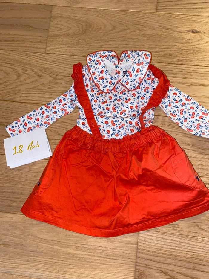 🌺 Ensemble - Body Salopette corail - 18 mois - photo numéro 2
