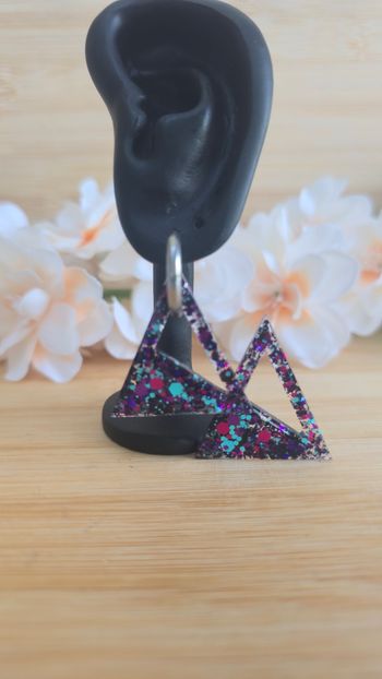 Boucles d'oreilles fantaisie triangles en résine 