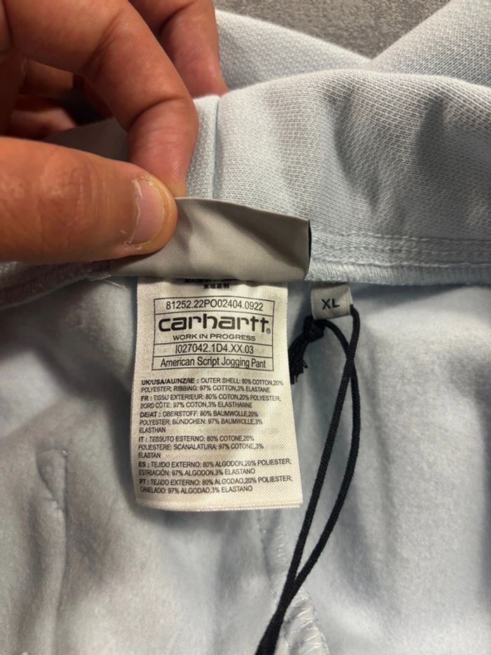Jogging Carhartt American script Taille Xl Bleu clair Neuf avec étiquette - photo numéro 8