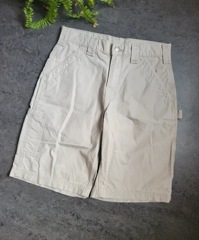 Jort, short en canva jean carhartt carpenter large ancien taille 30/S beige - photo numéro 2
