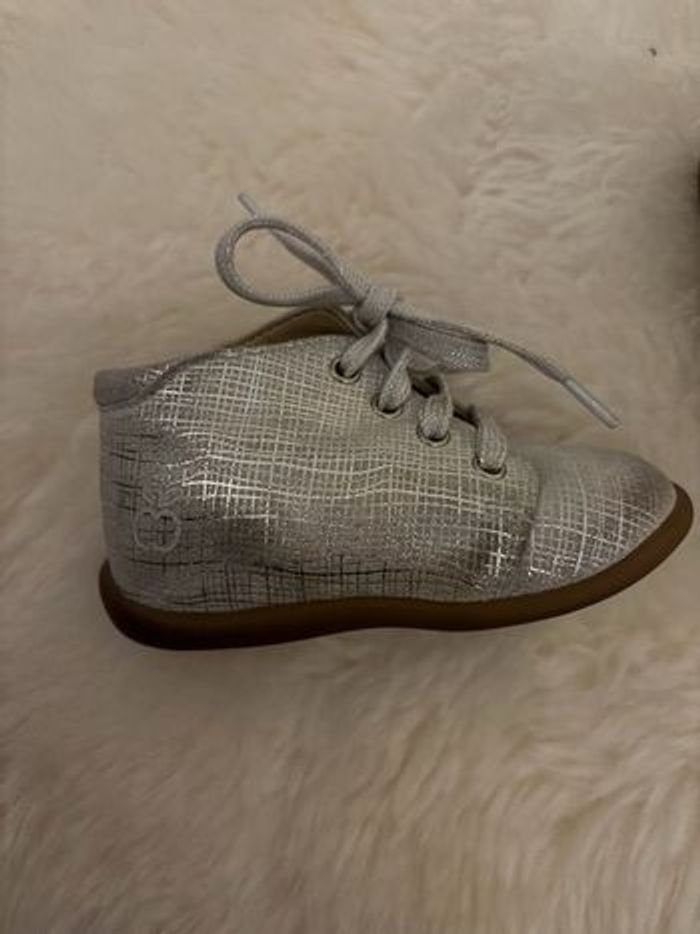 Pom d’Api Chaussures – premiers pas –  bleu argentées - photo numéro 2