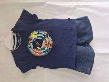 Ensemble garçon (T-shirt + short) 12 mois 74 cm Obaïbi Bleu marine