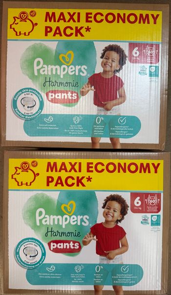 2 paquets de 60 couches Pants Pampers Harmonie Taille 6