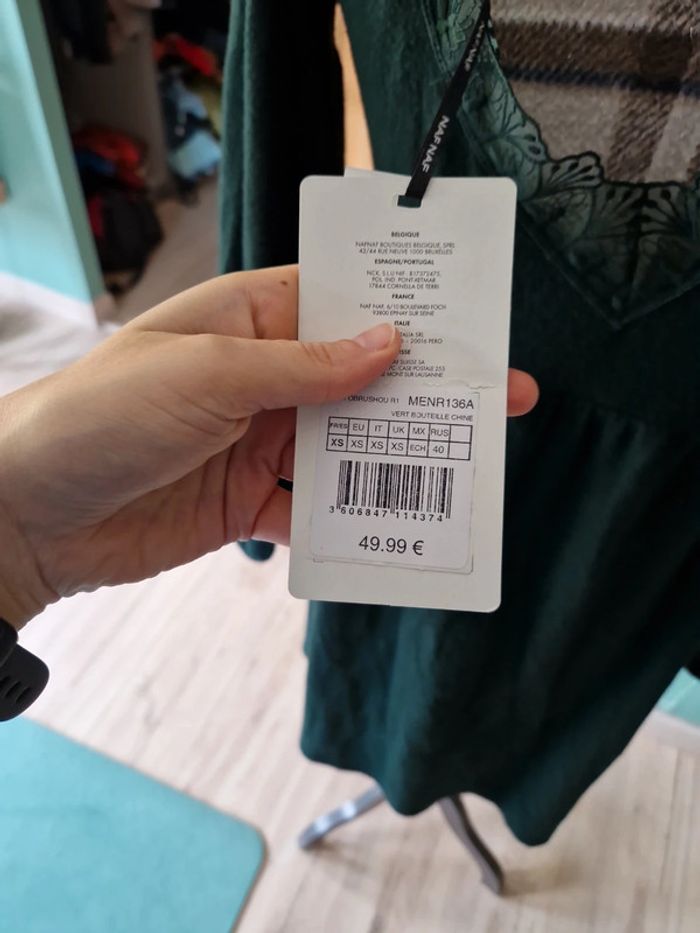 Robe pull vert sapin dentelle tailles XS Naf Naf - photo numéro 4