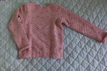 Sweat matelassée rose poudrée - fille 10 ans