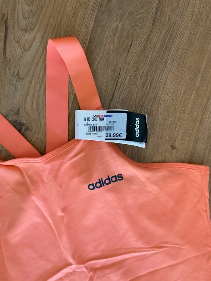 Débardeur sport Adidas femme neuf avec étiquette Taille S - Corail & doré - photo numéro 2