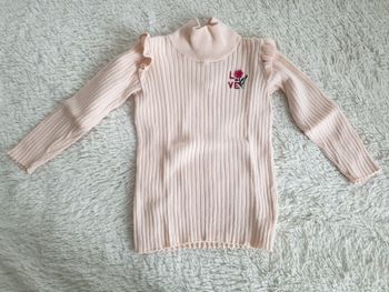 Pull col roulé rose pâle LOVE - 36M - Tape à l'œil
