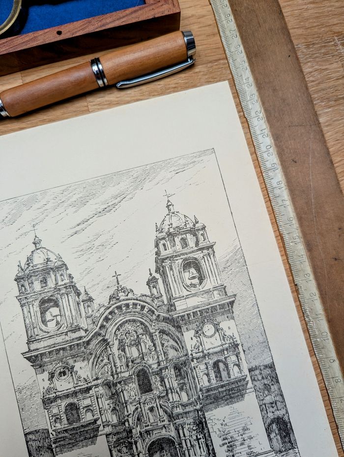 Imprimée en 1894, la cathédrale de Cuzco, Pérou. Original Vintage Authentique - photo numéro 9