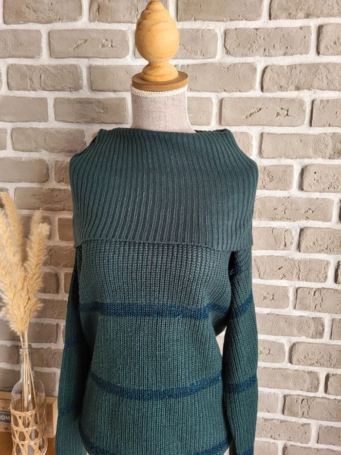Pull col châle vert sapin - Beloved - Casual chic - photo numéro 8
