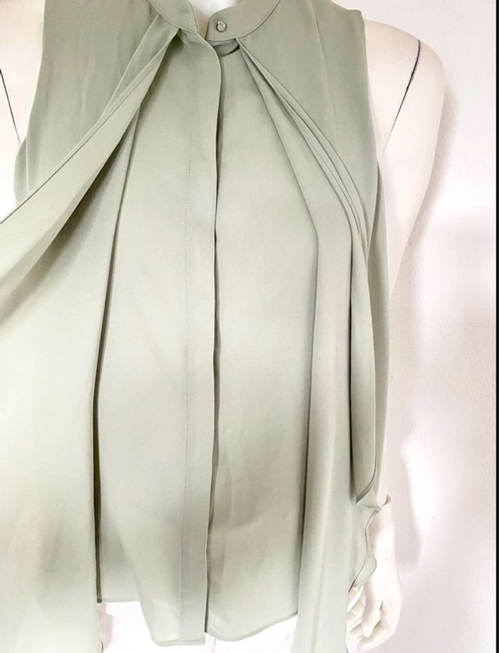 Blouse fluide asymétrique – Mango – Vert sauge – Taille S – Excellent état - photo numéro 3