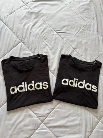 Lot 2 t-shirts Adidas femme S / 36 – noir logo blanc – coton