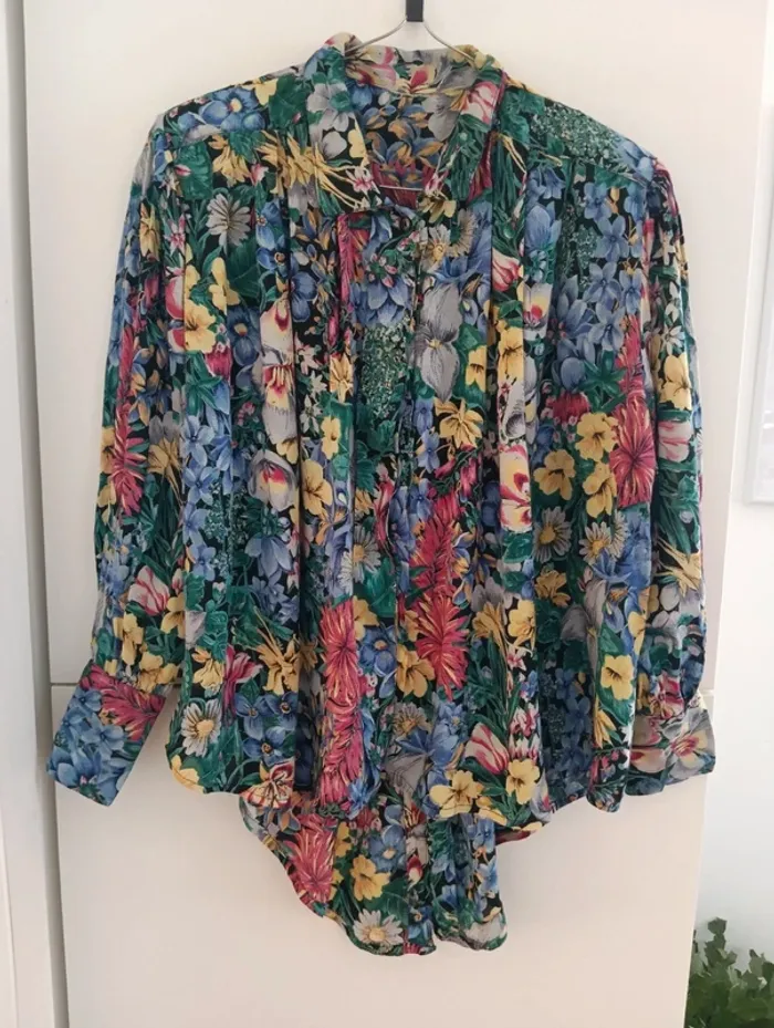 Chemise vintage fleurs multicolores - photo numéro 3