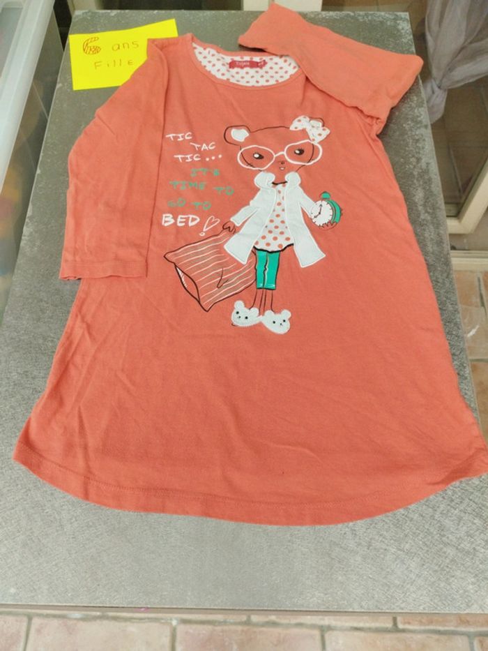 Chemise de nuit manches longues 6 ans fille Tissaia orange