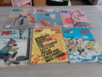 Lot de 6 livres, Pif le chien 1963, spécial comique, spécial jeux