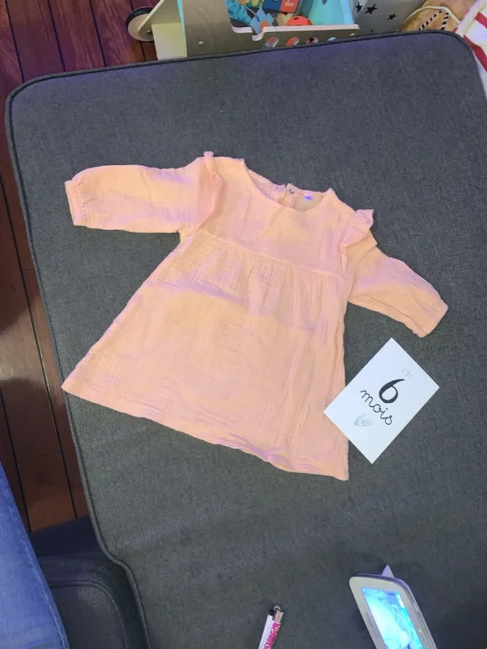 Robe gaze de coton rose pale