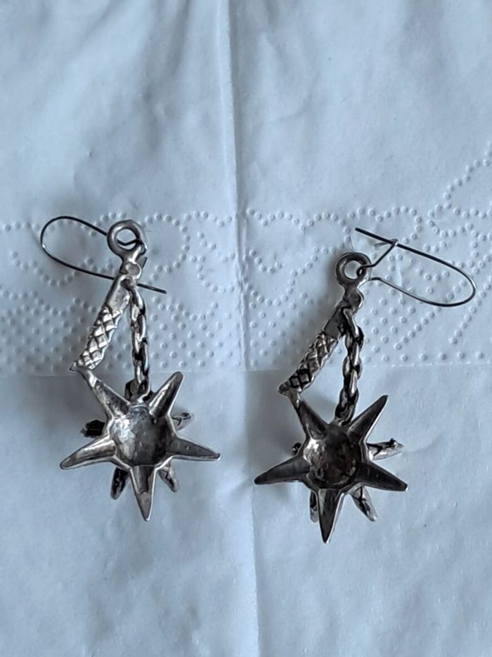 Boucles d'oreilles pendantes vintage masse d arme - photo numéro 4