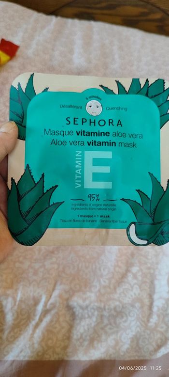 Sephora Masque Visage Hydratant Vitamine E Aloe Vera 95% Supers Ingrédients d'origine naturelle