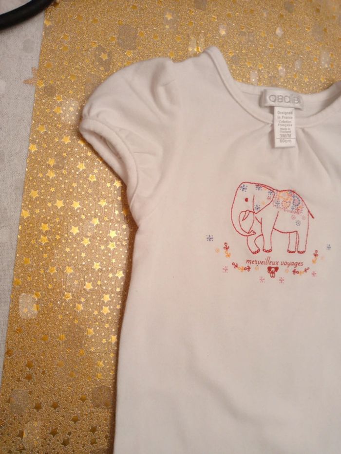 Tee shirt mc blanc 3 mois 60 cm - photo numéro 2